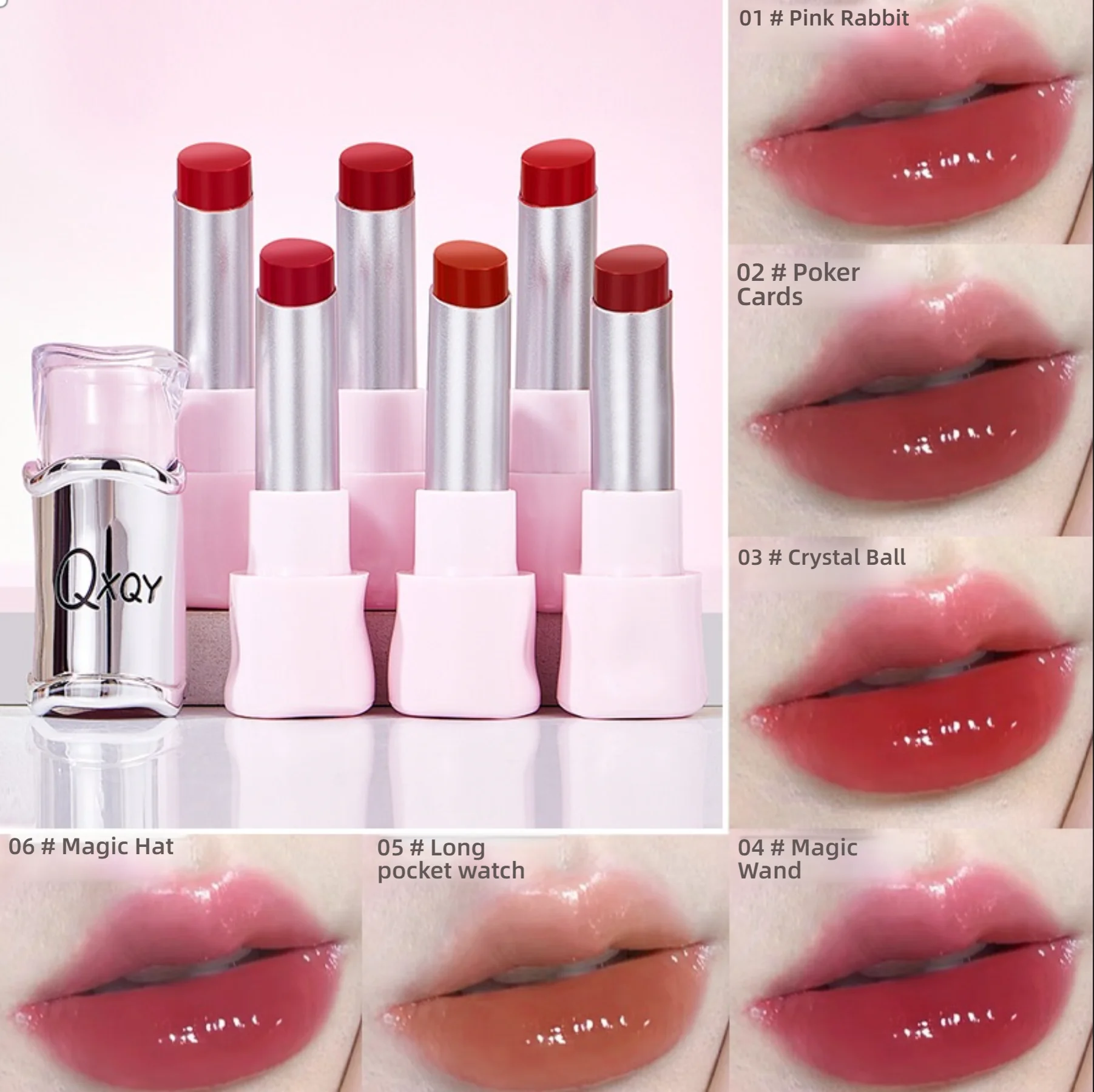 QXQY GLOSSY JELLY LIPSTICK - Mirror Shine, Moisturizing & Long Lasting, Nude Lip Gloss for Plump Brightening Lips (No Makeup Loo