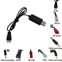 1PCS Foam Hand Throwing Glider 3.7V USB Charging Cable JST 51005 XH2.54 PH2.0 SM Plug Charger Adapter Wire for RC Plane Drone