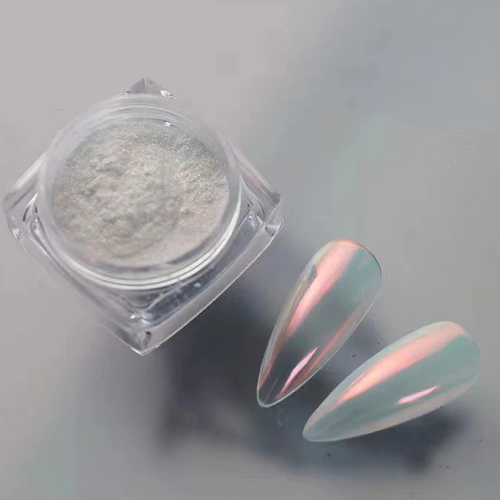 1Box White Chrome Nail Powder Glazed Donut Pearl Shimmer Mirror Effect Nail Powder DIY Bridal Wedding Art Senior Pigment nail powder
