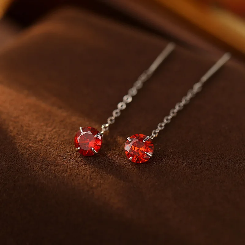 Single Diamond Earrings For Women S925 Sterling Silver Diamond Earring 925 Silver ear thread