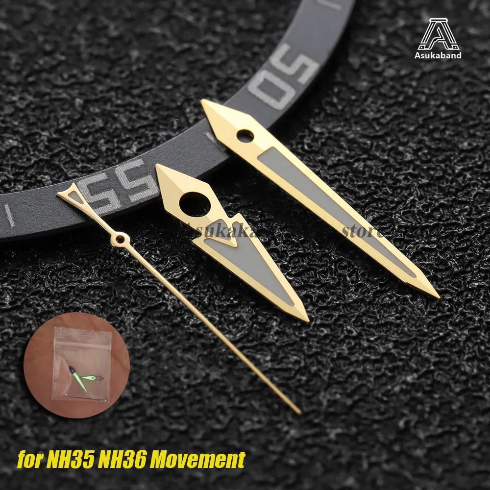 Silver/Gray/Gold/Rosegold C3 Green Luminous Watch Hands for Movement Replacement Accessories