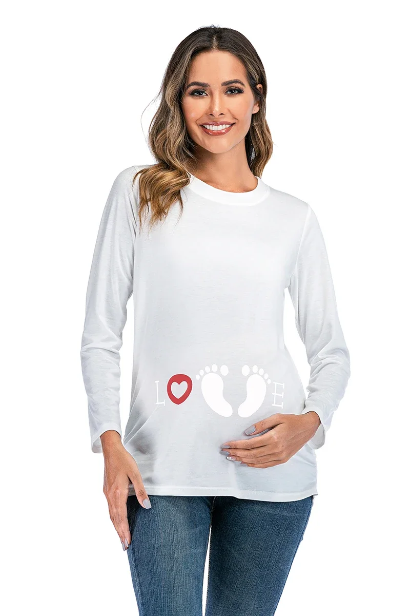 New Maternity Clothes for Pregnant Women Cartoon Print T-shirt Pregnancy  Mom Tshirt T Shirt   Long Sleeve Tops 3