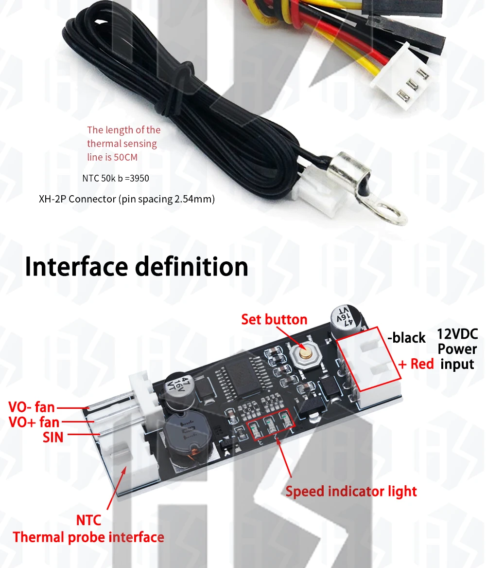 1 ~ 10 Stück Single DC12V 0,5a PWM 2-3 Draht Lüfter Temperatur regelung Drehzahl regler Chassis Computer Rausch unterdrückung modul ntc b50k – Detail 3