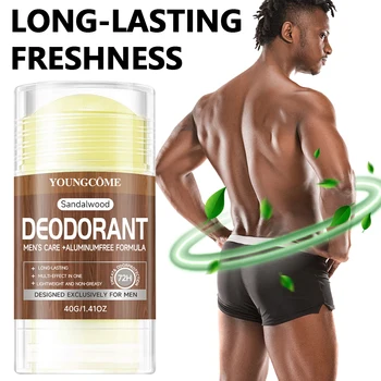 Men Sandalwood Deodorant Stick Anti Sweating Keep Drying Lasting Fragrance Remove Armpit Odor Underarm Refresh Sticks 40g 1/3set 1