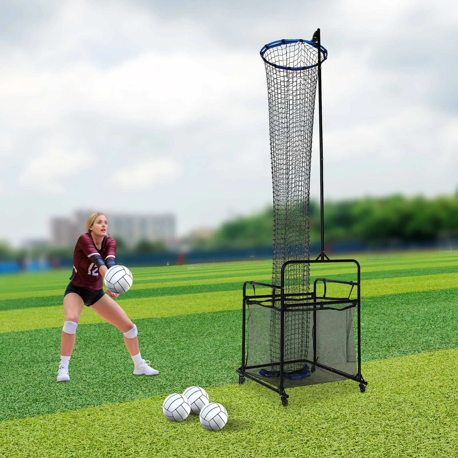 Volleyball Setter Trainingsausrüstung Volleyball Setting Trainer Setter Net mit 0 ° -90 ° Winkel und 5,58–11 Fuß Höhenverstellung – Detail 3