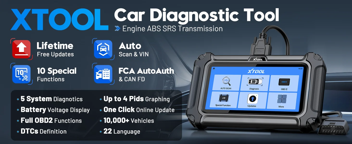 XTOOL D5 OBD2-Scanner – Fahrzeugdiagnosegerät für Getriebe, ABS, EPB, Airbag und Motor – 5-System-Scanner – 10 Reset-Funktionen – Fahrzeugcodeleser – Lebenslange kostenlose Updates – Detail 1
