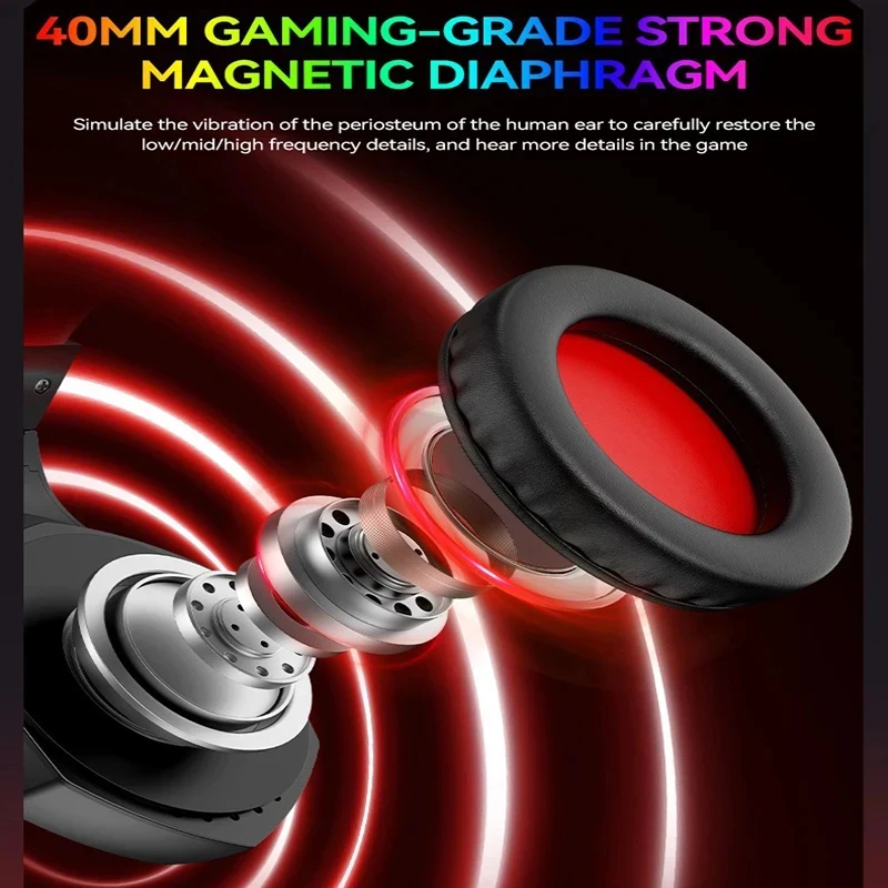 H130 헤드셋 USB 케이블 헤드 장착형 게임용 컴퓨터 이어폰(마이크 포함) 노트북 음악 이어폰 RGB 백라이트 베이스 스테레오