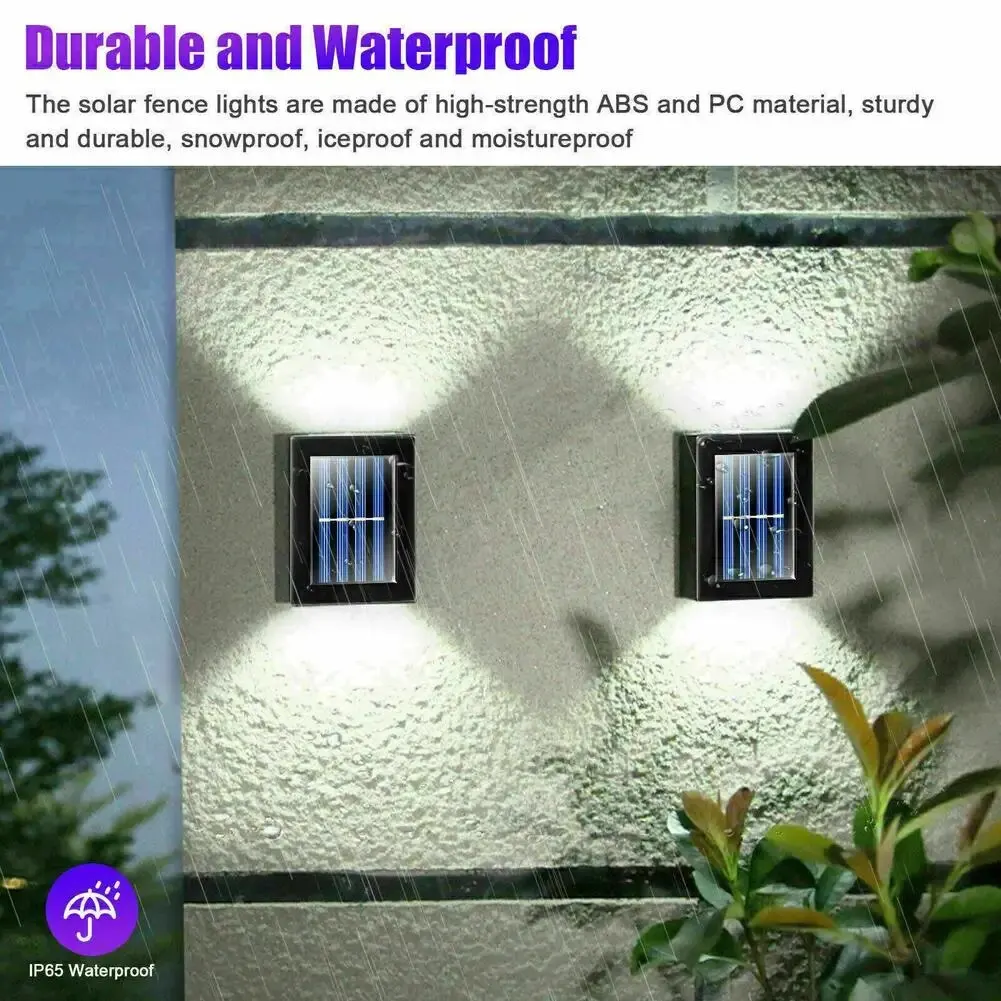 

2 LED Solar Wall Lights Solar Powered Garden Landscape Lamp For Garden Patio Pathway Stairs Step Fence Decor