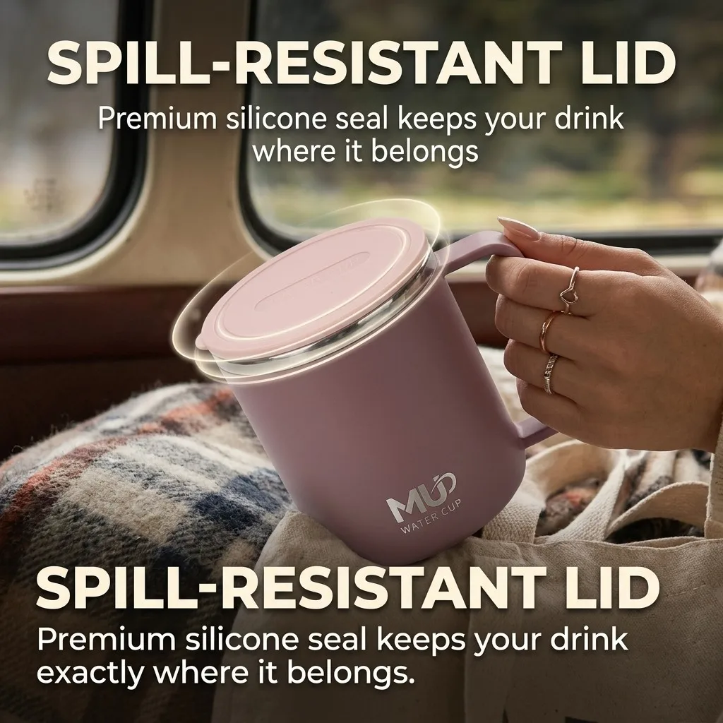Premium Insulated Stainless Steel Travel Mug with Handle and Leakproof Lid