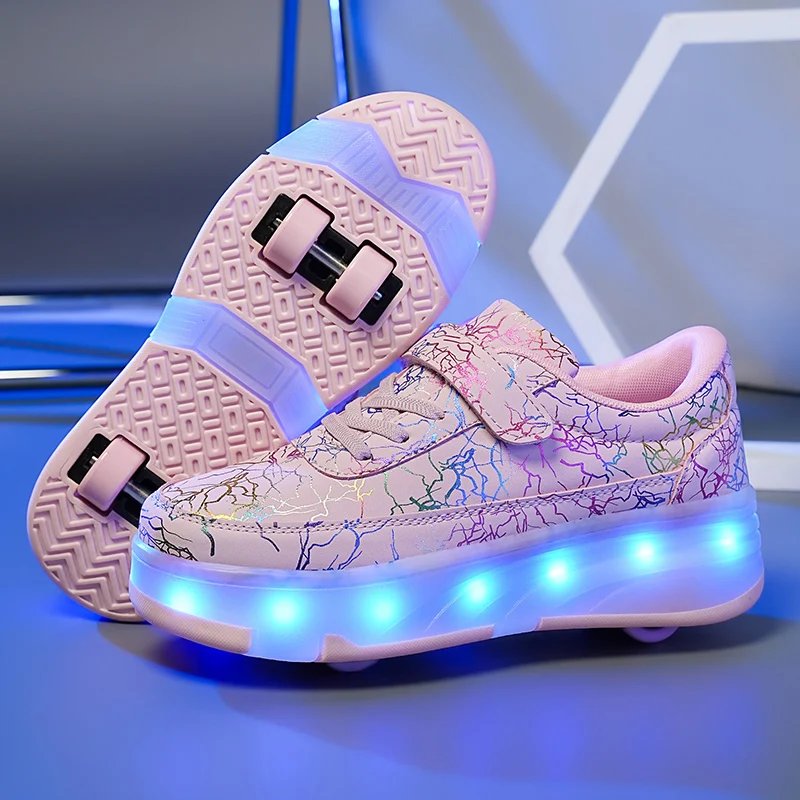 Children's Sports Shoes LED Light Roller Skates Fashionable Girls and Boys Roller Skates Breathable Luxury Design Kids Sneakers