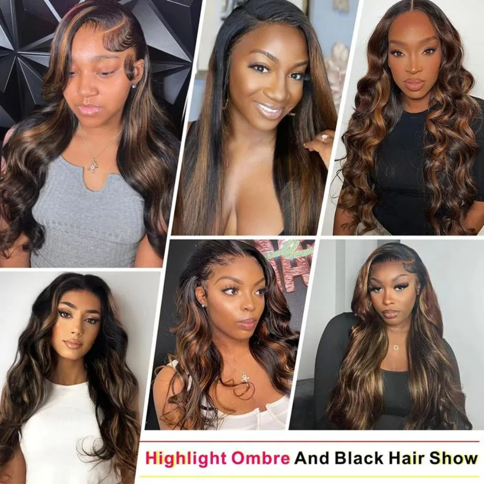 Highlight Wig Human Hair 13X6 Hd Lace Frontal Wig P1B30 Brazilian Body Wave Human Hair Wigs 427 Honey Blonde Colored 30 38 Inch