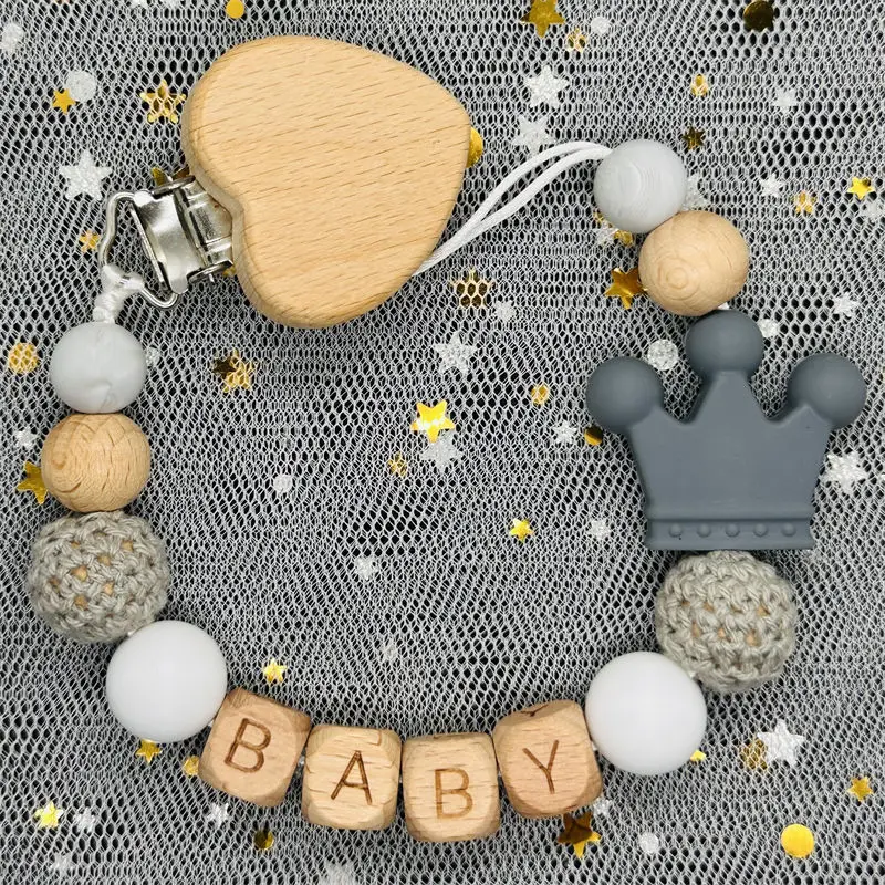 Name Baby Pacifier Chain Clip Dummy Nipples Holder Clip BPA Free Babies Teething Chain Toy Gift For Cute Baby Accessories