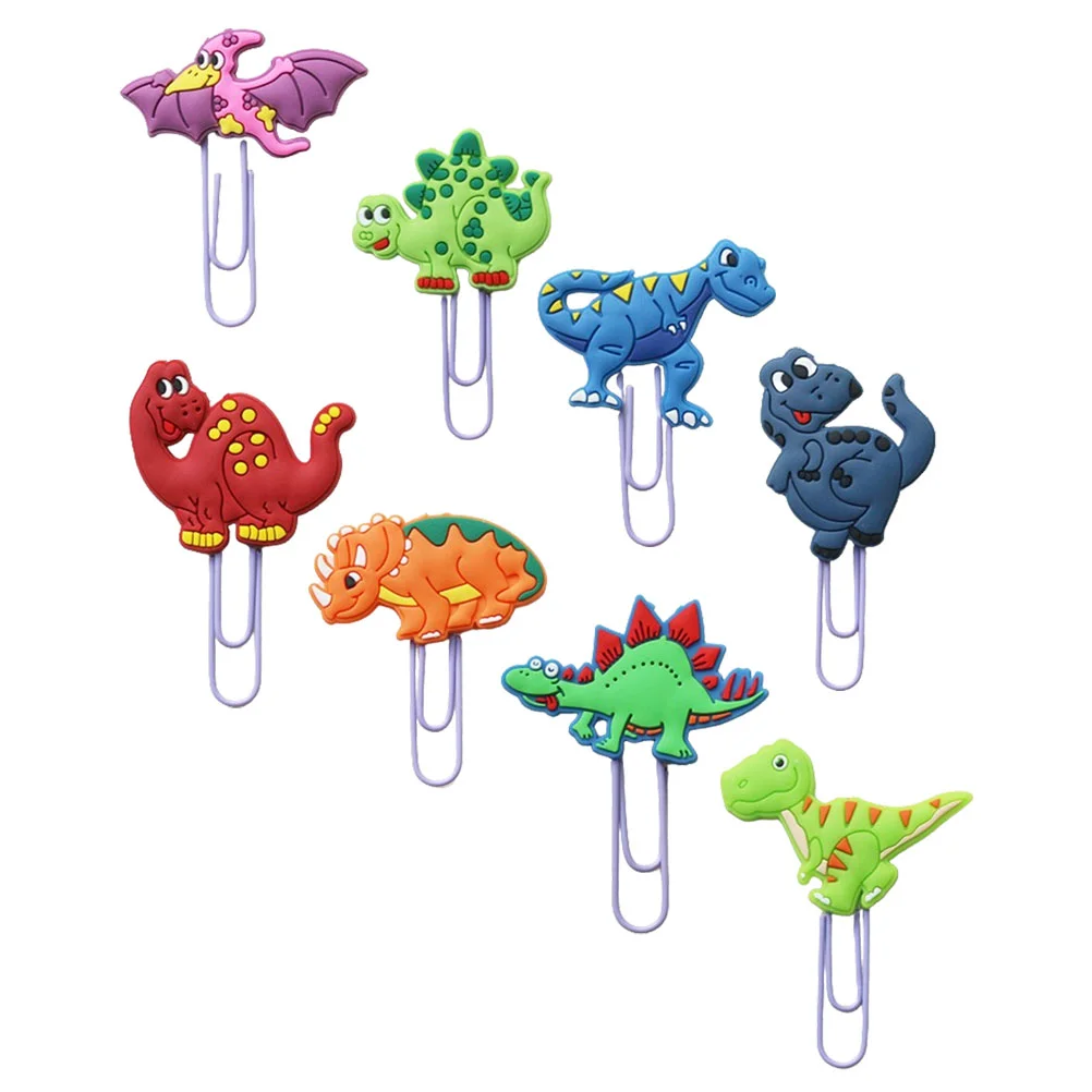 

8 Pcs Dinosaur Bookmark Cute Paper Clips Multi-use Marking Decorative Pvc Document Shaped