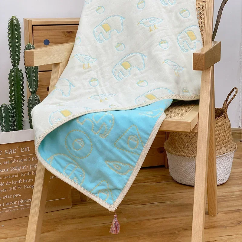 90x110cm Retro Cotton Quilt Baby Blanket Bohemian Japanese Children Air-conditioning Newborn Plain Bedclothes