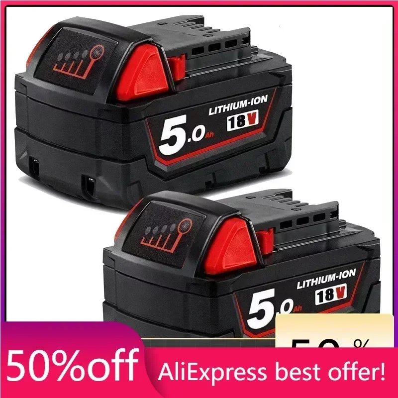 

5.0Ah 6.0Ah 18V M18 Rechargeable Battery Replacement for Milwaukee M18B Lithium XC 48-11-1850 48-11-1862 48-11-1840 48-11-1828