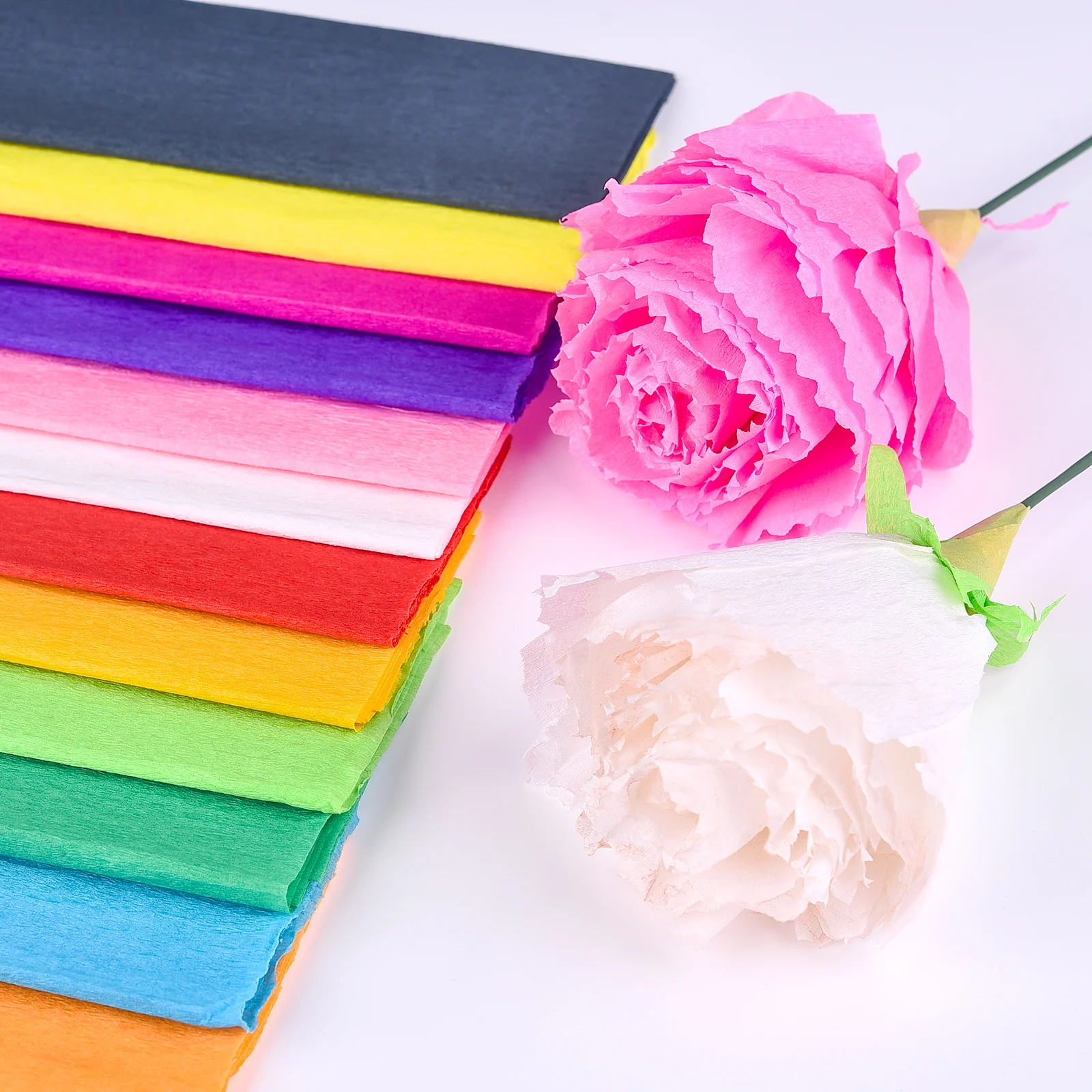 Colored Crepe Paper Origami Crinkled Crepe Paper Craft DIY crafts Flowers Decoration Gift Wrapping Craft 10pcs 50x70cm