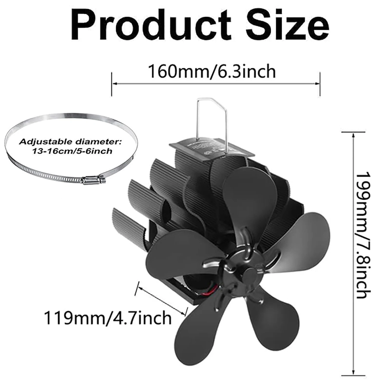 Magnetic Stove Fan Magnet Log Burner Fan Chimney Fan Silent Stove Flue Pipe Fan 4 Blade Heat Powered Wood Burner