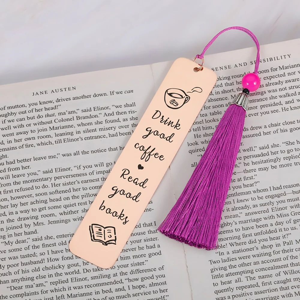 Creative Letter Stainless Steel Bookmark with Leaf Pendant Reading Book