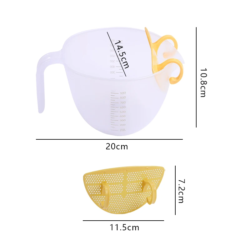 FAIS DU 투명 필터 측정 컵, 계란 구타용 스케일 라인, 주방 베이킹 도구, 스케일 설치 가능 필터