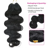Smilegirl Cheveux Humains Ondulés Crochetés Miracle Knots pour Tresses Bohèmes, Extensions de Cheveux Humains Bruts 100% Naturels, Cheveux Humains au Crochet Effet Plume 4