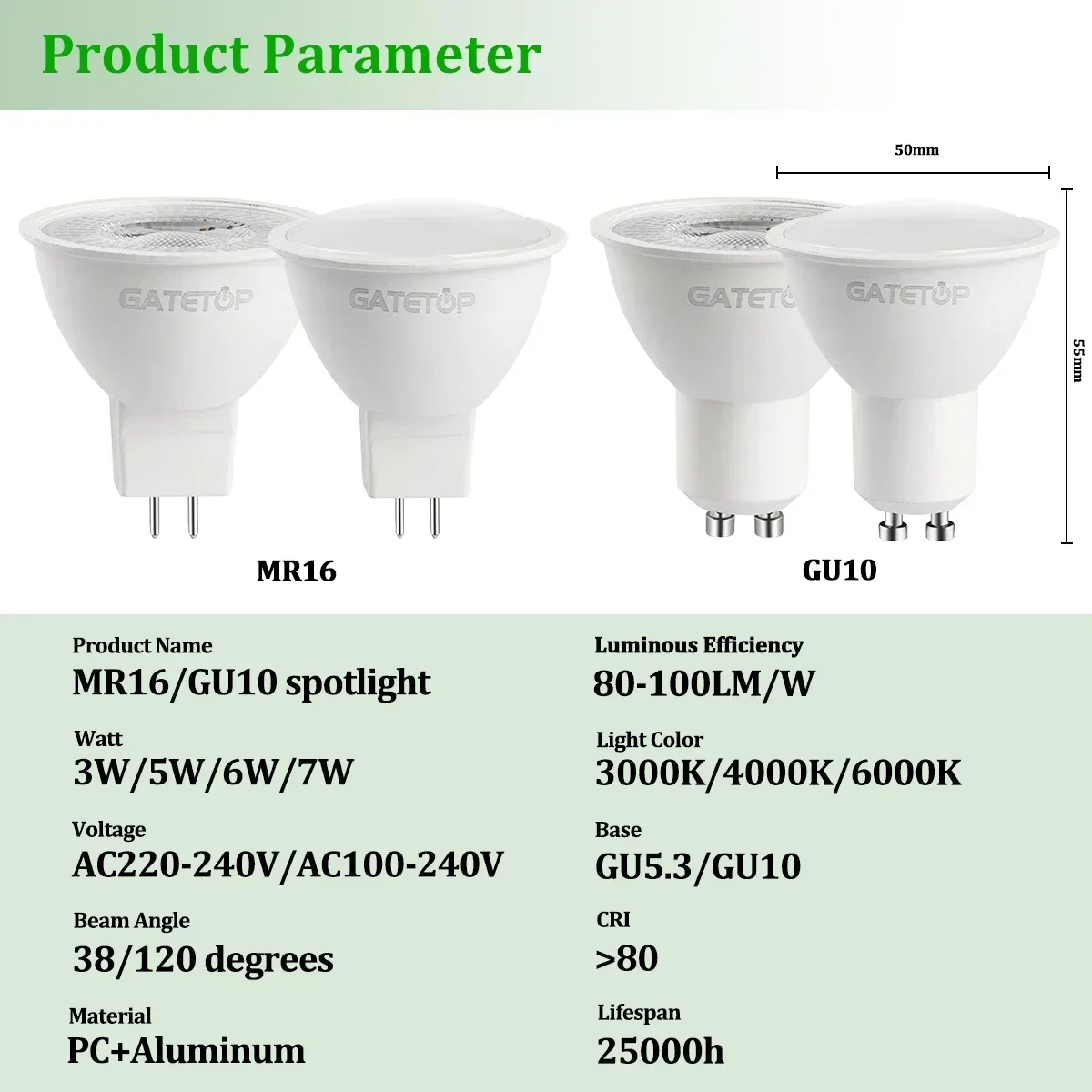 가정 및 사무실용 다용도 LED 스포트라이트 램프, 다양한 기본 옵션, 인테리어 장식, E27, B22, E14, GU10, GU5.3, 6 개