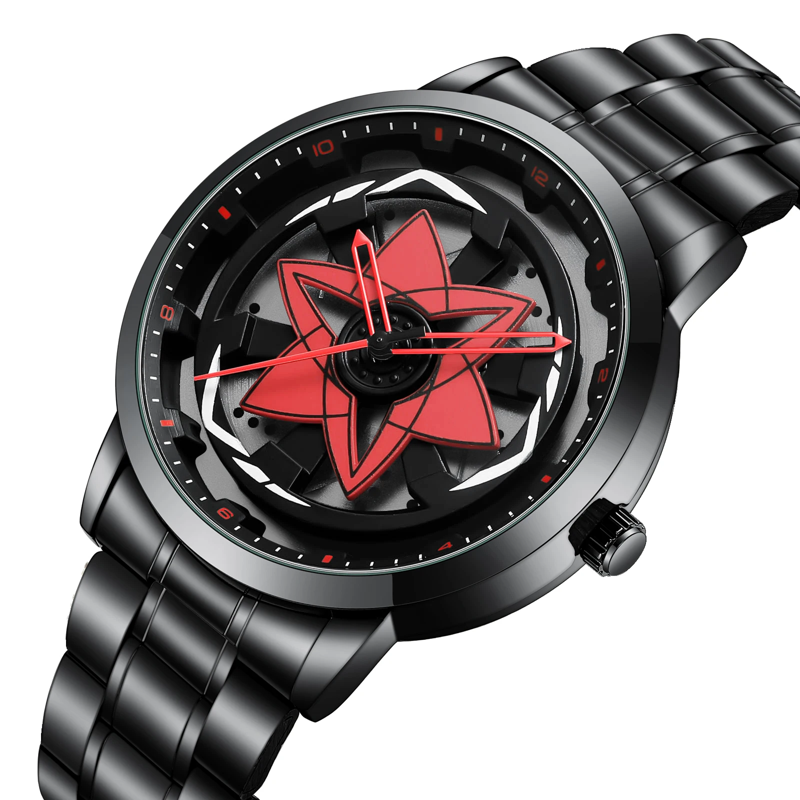 Brand Men Watch Creative Spinning Racing Series Clock Stainless Steel Sports Quartz Movement Waterproof Watch For Men_voghion.com