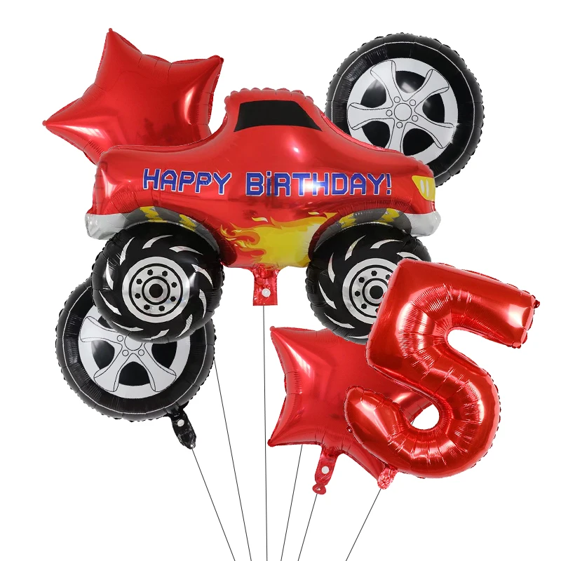 6Pcs Big Monster Truck Balloon Car Theme Birthday Foil Ballons Dumper Helium Balloon Boy Birthday Party Decor Supplies