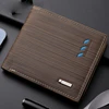 Business Men's Short Wallet Microfiber Synthetic Leather Short Wallets Men Stripe Male Purse Coin Pouch Multi-functional Cards 4