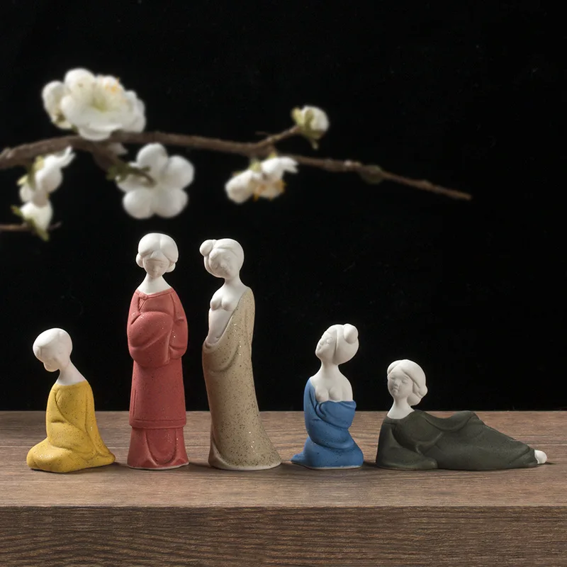 Bedroom Decor White Ceramic Lady Figurines Women Statue Ornaments