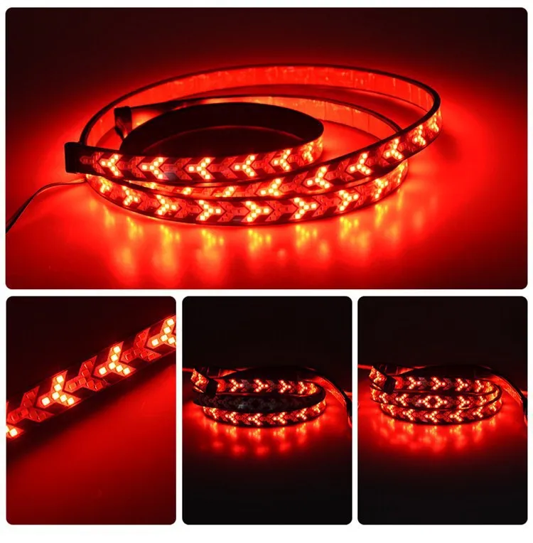Auto-Heckbremsen-Warnlicht, rote Bremse, hinteres Rücklicht, dynamisches sequentielles gelbes Blinker, Pfeil, flexibler LED-Streifen, 12 V, 24 V – Detail 10