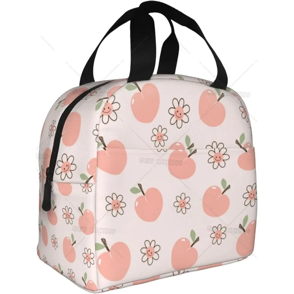 

Изолированный Ланч-бокс для женщин и девушек, многоразовая Водонепроницаемая розовая сумка-тоут с карманом для фруктов, персика, лимона