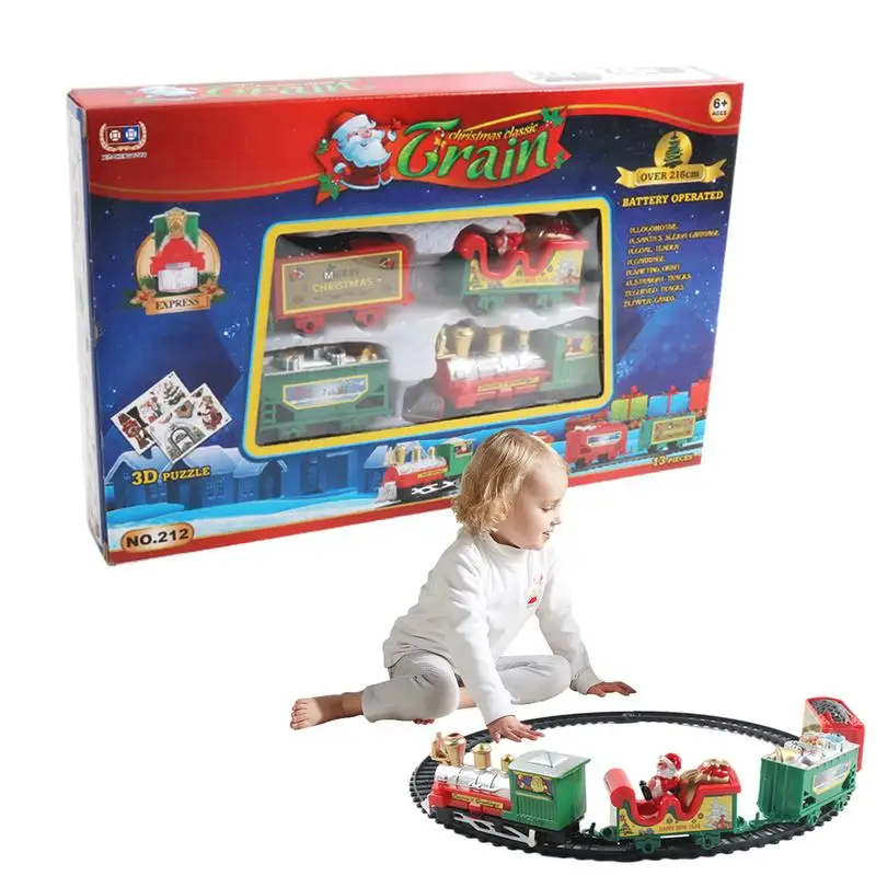 

Электрический Рождественский поезд, Игрушечный трек, автомобиль, железная дорога, паровой локомотив, литая модель бриллианта для детей