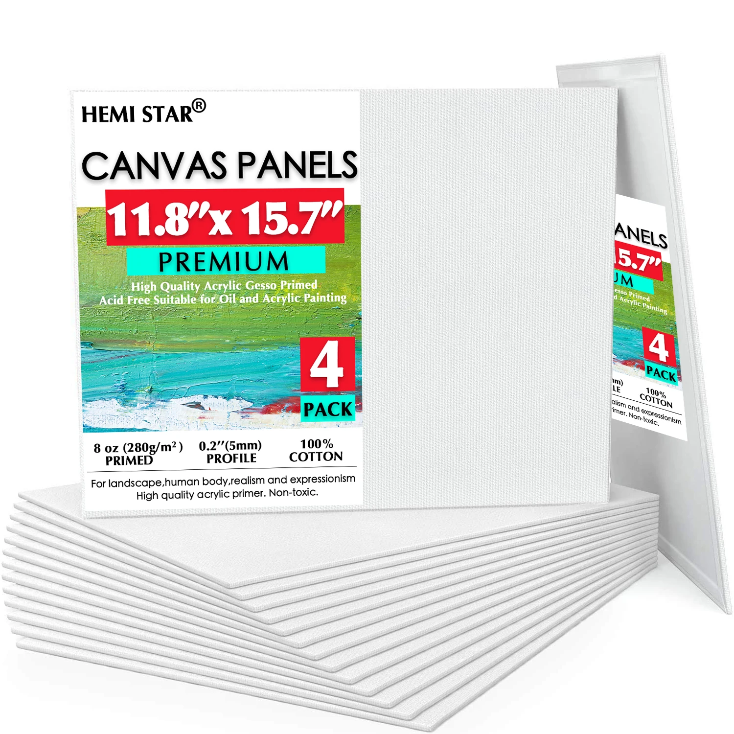 Canvas Panels 4-pcs 8 Oz Primed Acid-Free 30x40cm-11.8x15.7in 100