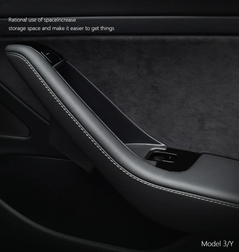For Tesla Model 3/3 Highland Y/Y Juniper Car Side Door Handle Storage Box ABS/Fl