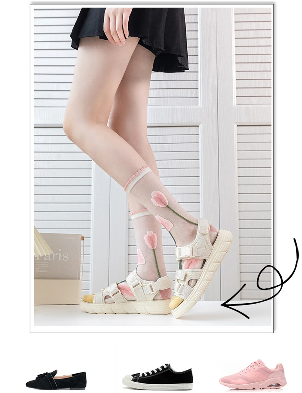 Schicke Sommer-Socken im Tulpen-Feen-Stil, ultradünn, transparent, aus Kristallglas-Seide, für Damen, trendige, weiche, atmungsaktive Socken – Detail 8