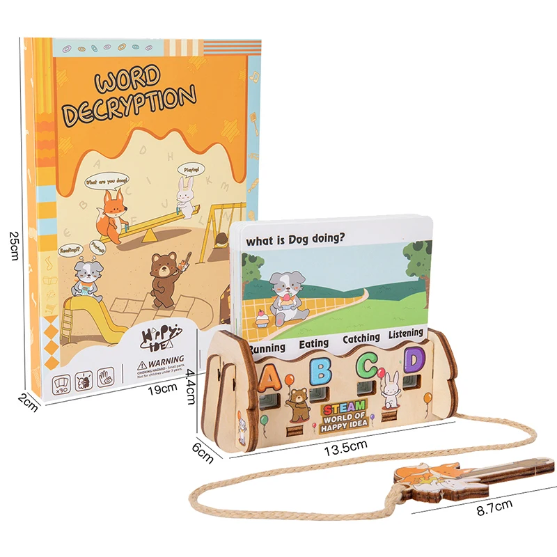 Children Alphabet Word Cards Montessori Toys Logical Thinking English Word Decryption Unlocking Table Game Early Educational Toy 6