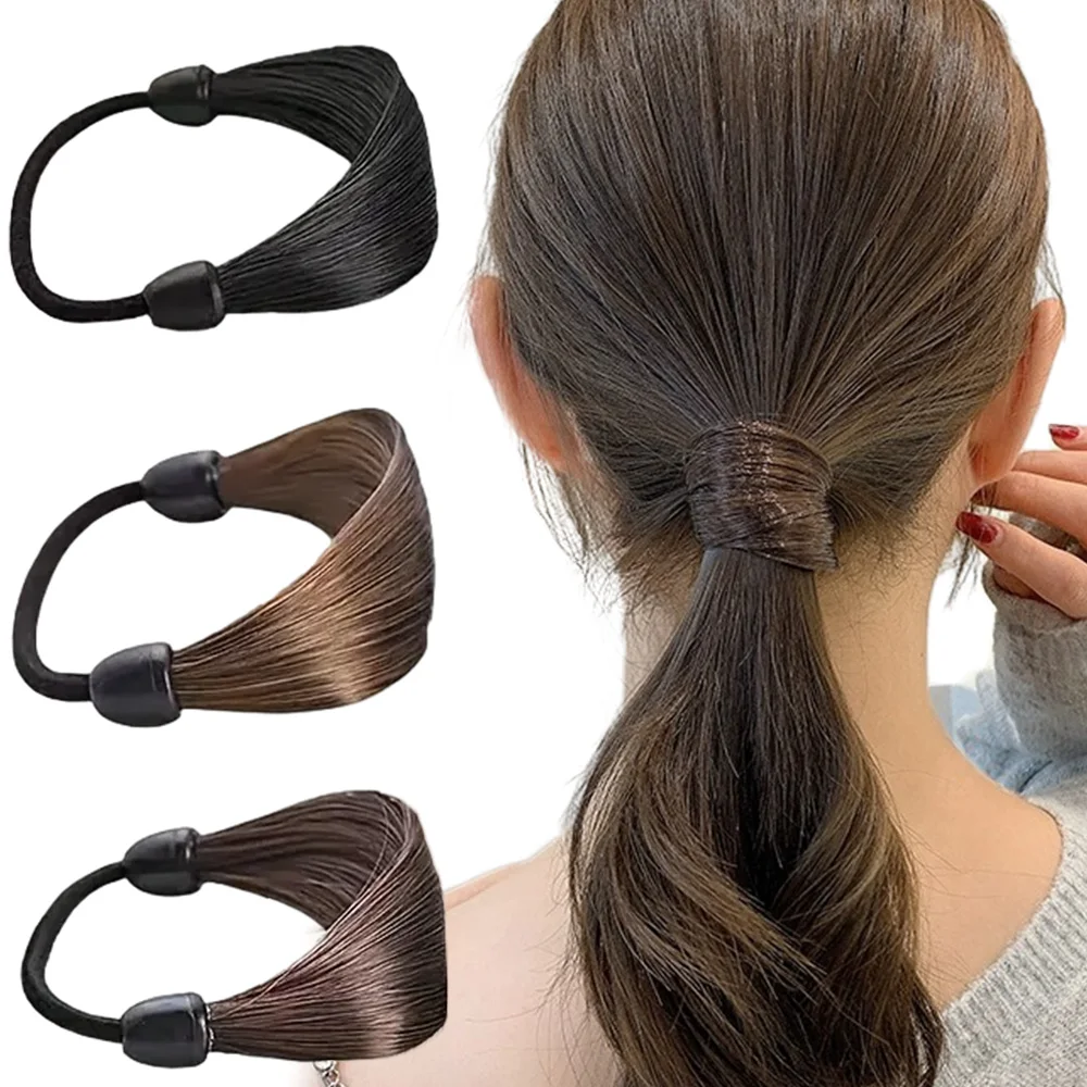 

1/5pcs wig hair ties simulate elastic hair ring synthetic hidden rubber head rope decor ponytail holder accessories for women