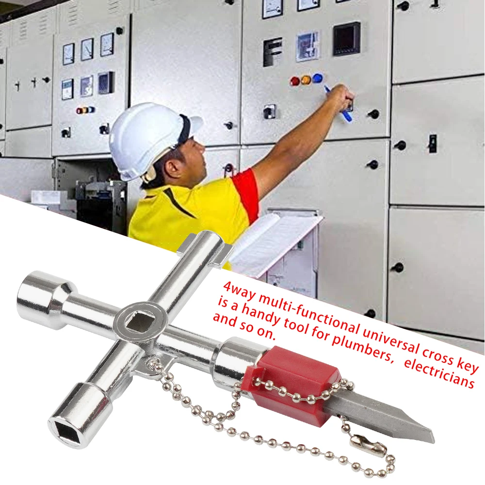 4 Directions Universal Cross Key Multi-Functional Electric Control Cabinet Triangle Wrench Key For Gas Train Bleed Radiator