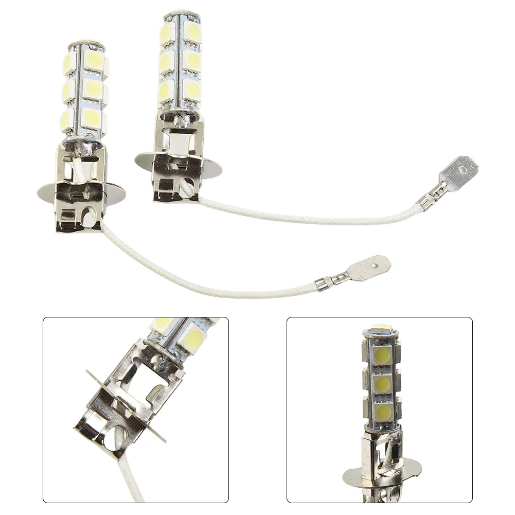 

2X H3 LED 12V Car Light, 13 5050 SMD LED, 6500K Color Temperature, Good Quality, Perfect Replacement for Fog DRL Driving Lamp