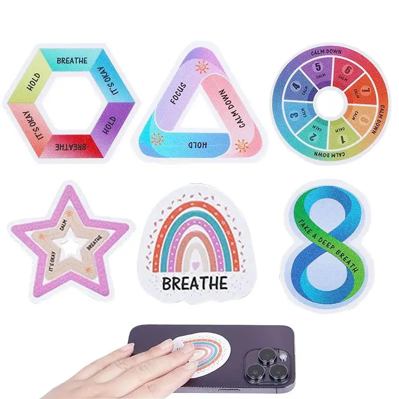 6PCS Calm Strips Sensory Stickers Calming Textured Adhesive Strips Toys For Stress Relief Sensory Stickers for Cellphone Laptop stress relief decal rainbow cat theme fidget stickers waterproof stress relief decals for phone laptop self adhesive for adults