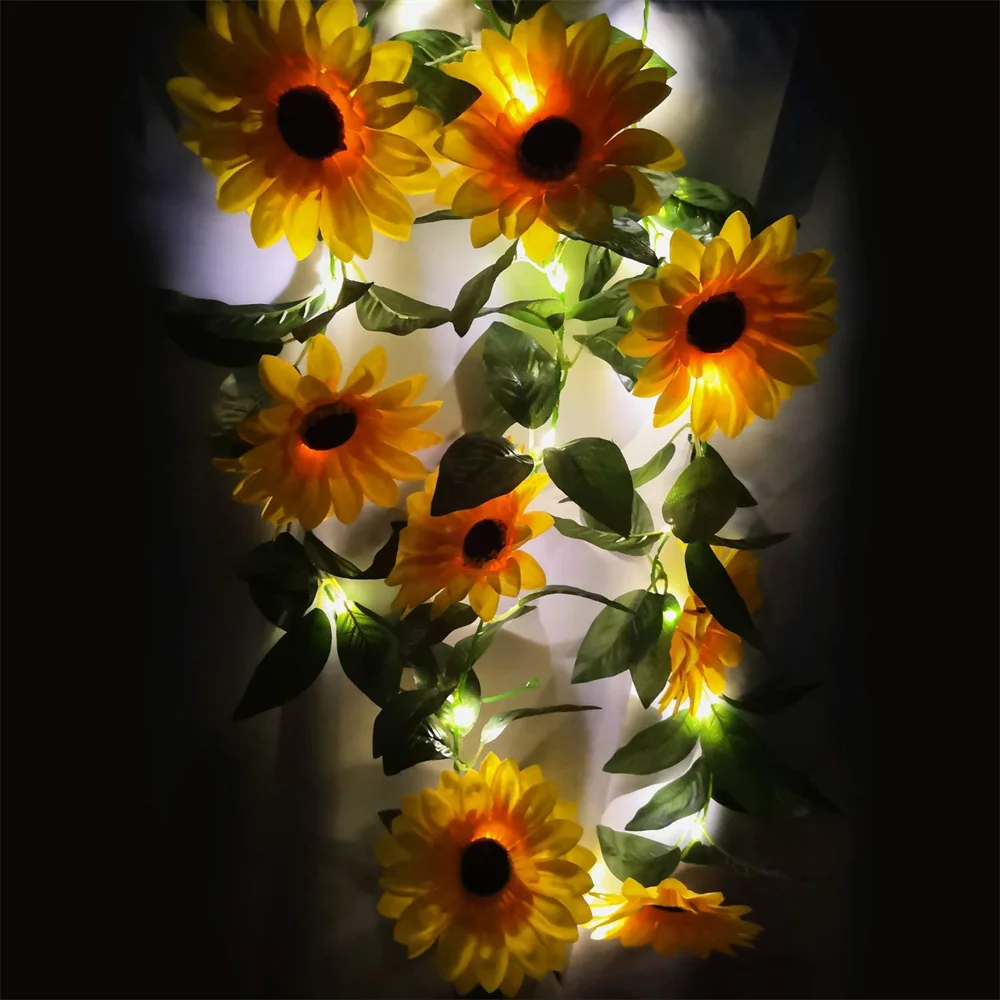 Sunflower garland with lights best sale