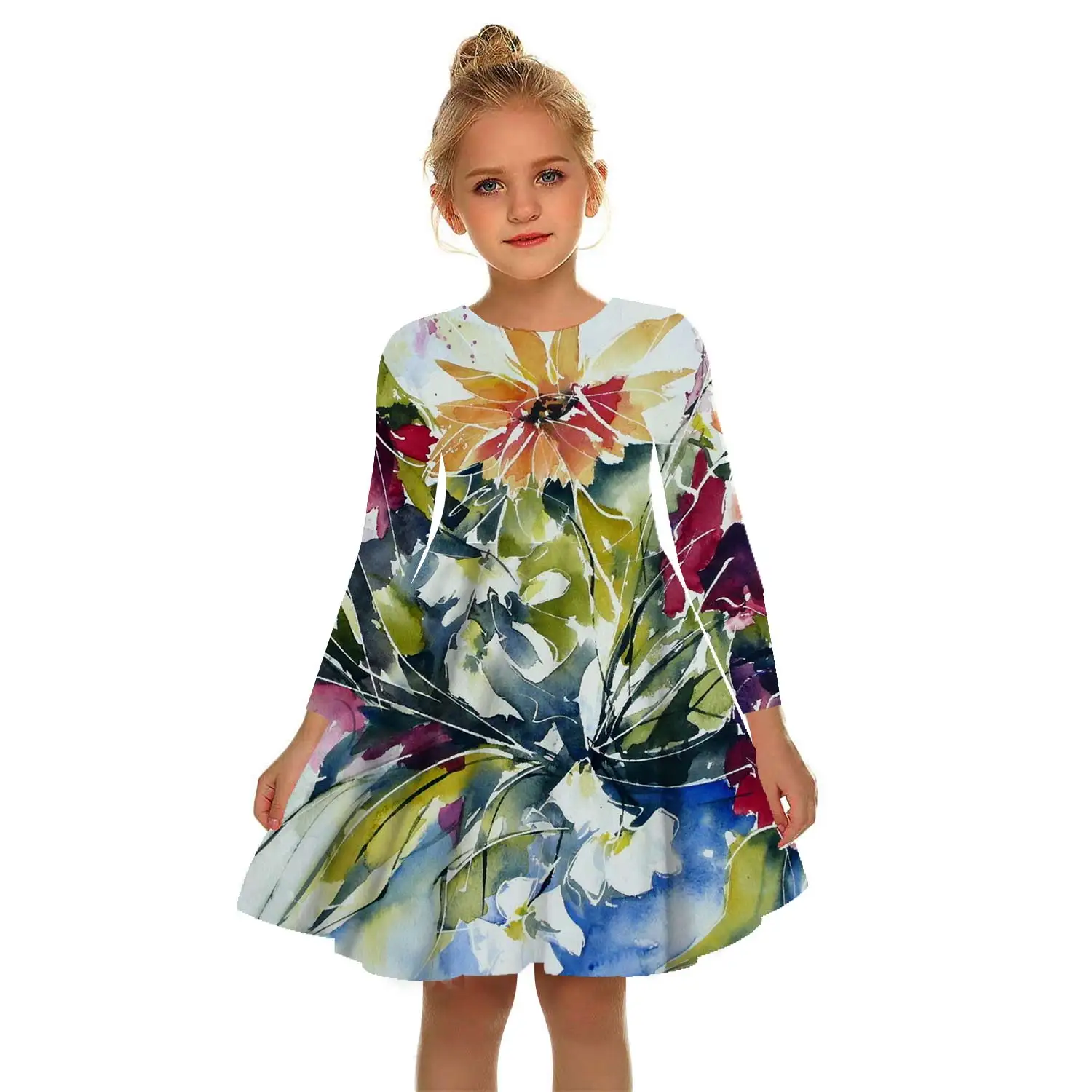 New 2022 3D Print Summer Kids Girls Baby Shower Casual Dresses Fashion Long Dresses Autumn EveryDay Casual Dresses little girl skirt dress