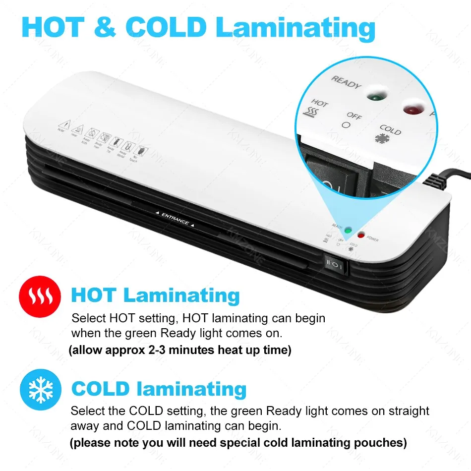 4A Desktop Laminator Hot & Cold Lamination for Document Photo A4/A5/A6/2R/3R/4R Laminating Pouches 100pcs 80mic Film 5-Size