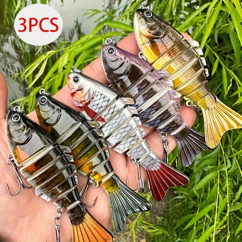 3 Pieces of Multi-Jointed Artificial Fishing Lure, 3.9inch /0.54 Oz-7 Sections Bionic Shaker, Durable Abs Material