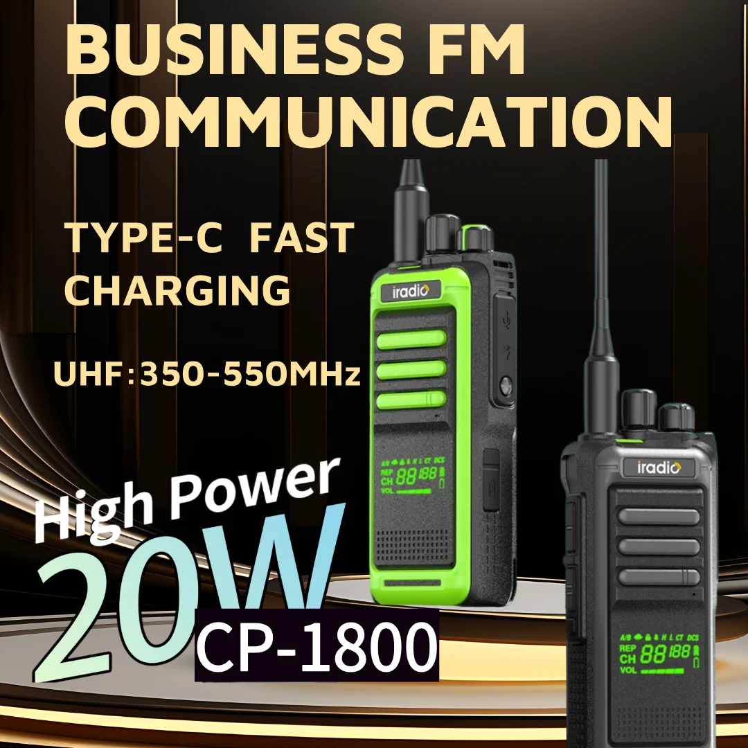 Iradio Y23CP-1800 Walkie Talkie 20W 99CH Type-C HIDDEN DISPLAY SCREEN ...
