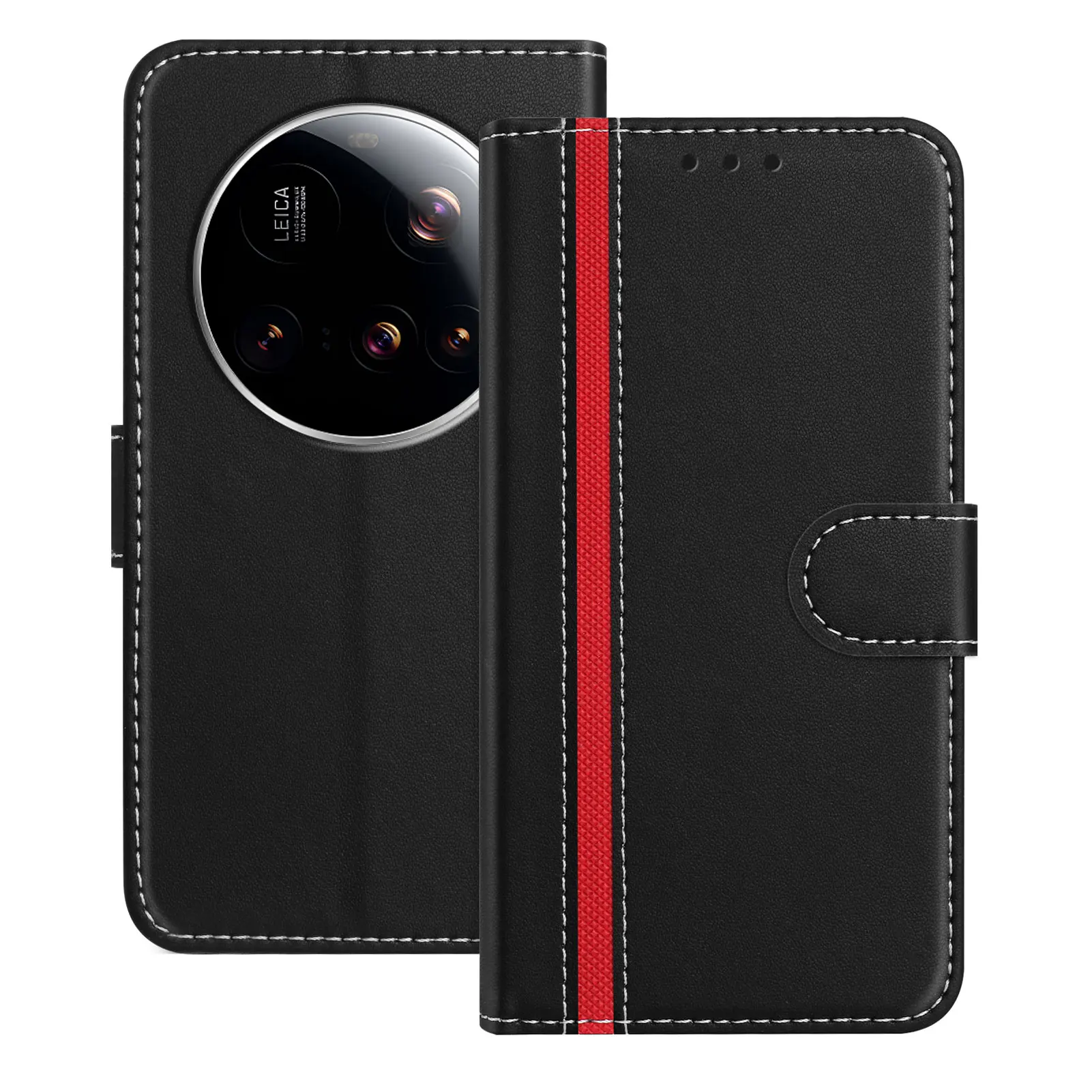Leather Flip Wallet Phone Case with Magnetic Closure and Stand Feature