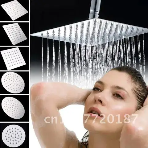 

Luxury Light Stainless Steel Bathroom Shower Head Set Wall Mounted Rainfall Shower Top Sprayer Kit Bath Accessories 4/6/8inch