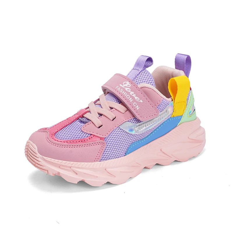 أحذية جري للفتيات، شبكة مسامية، أحذية رياضية ناعمة ومريحة للأطفال، أحذية جري عصرية وغير رسمية في الهواء الطلق