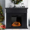 44" Electric Fireplace with Mantel Package Free-Standing Fireplace Heater, Wooden Surround Firebox with Log, Remote Control 1