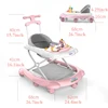 2 in 1 Baby Walker with Music & Light Spinning Toy Dining Tray Safety Brake Floor Mats Push Handle Baby Push Walker Anti-slip 6